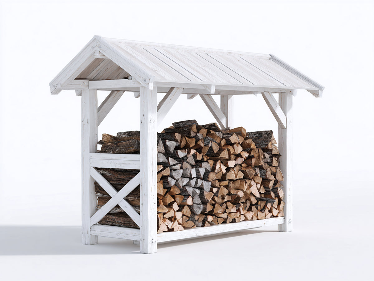 Portalegna - Legno - 180x70x180 cm - Bianco - Stile rustico