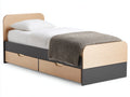 Letto singolo - Legno - 215x105x98 cm - Rovere chiaro-Antracite - Stile contemporaneo