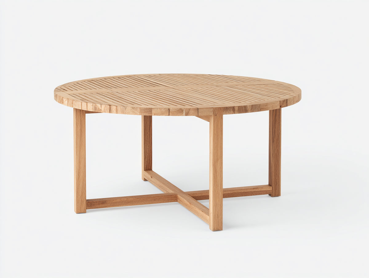 Tavolo da giardino - Legno - 125x125x75 cm - Naturale chiaro - Stile geometrico contemporaneo