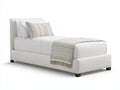 Letto singolo - Ecopelle - 210x101x98 cm - Bianco panna - Stile minimalista