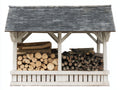Portalegna - Legno - 220x78x180 cm - Bianco-Grigio - Stile tradizionale
