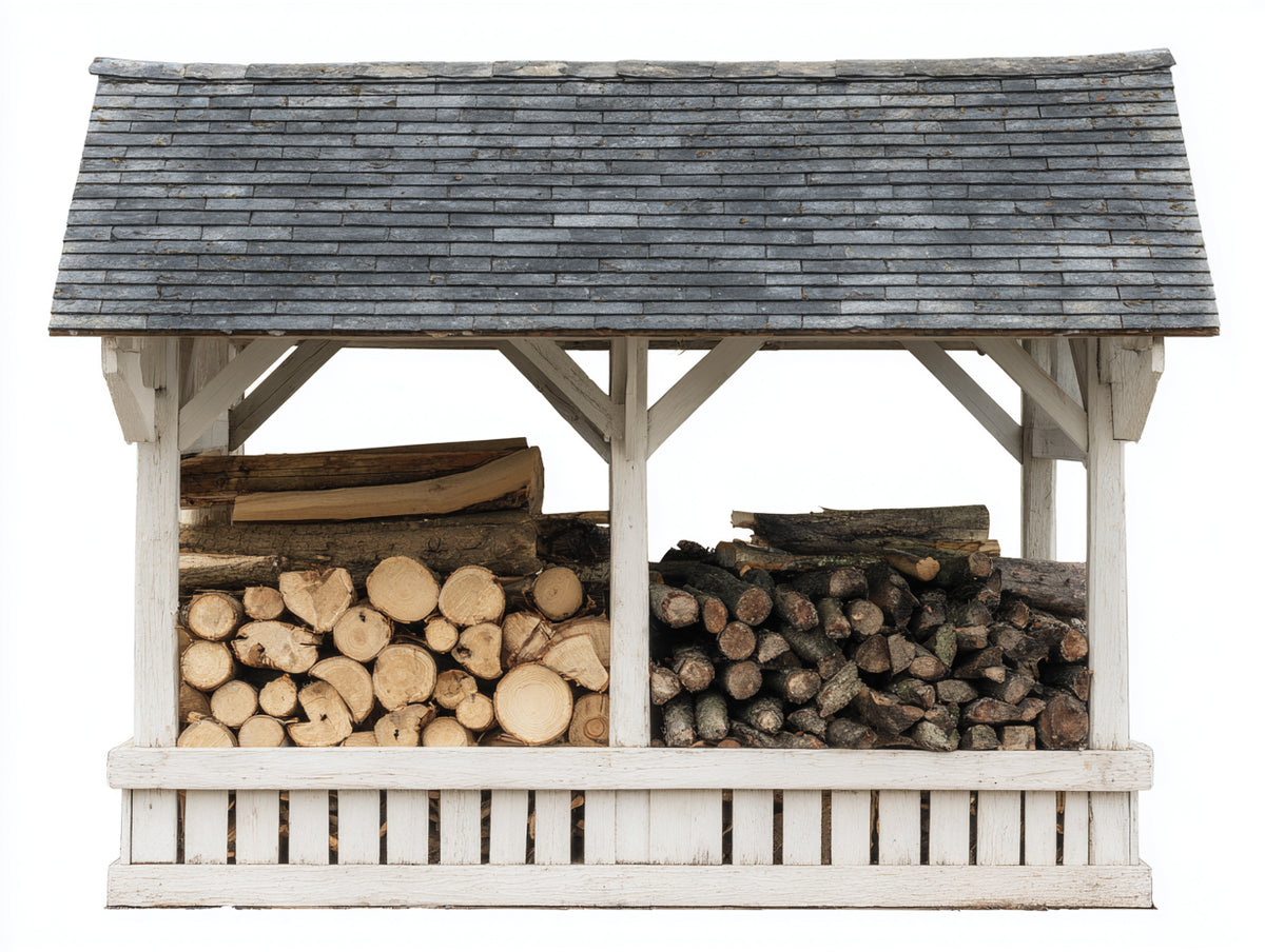 Portalegna - Legno - 220x78x180 cm - Bianco-Grigio - Stile tradizionale