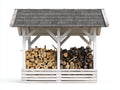 Portalegna - Legno - 240x85x190 cm - Bianco-Grigio - Stile rustico