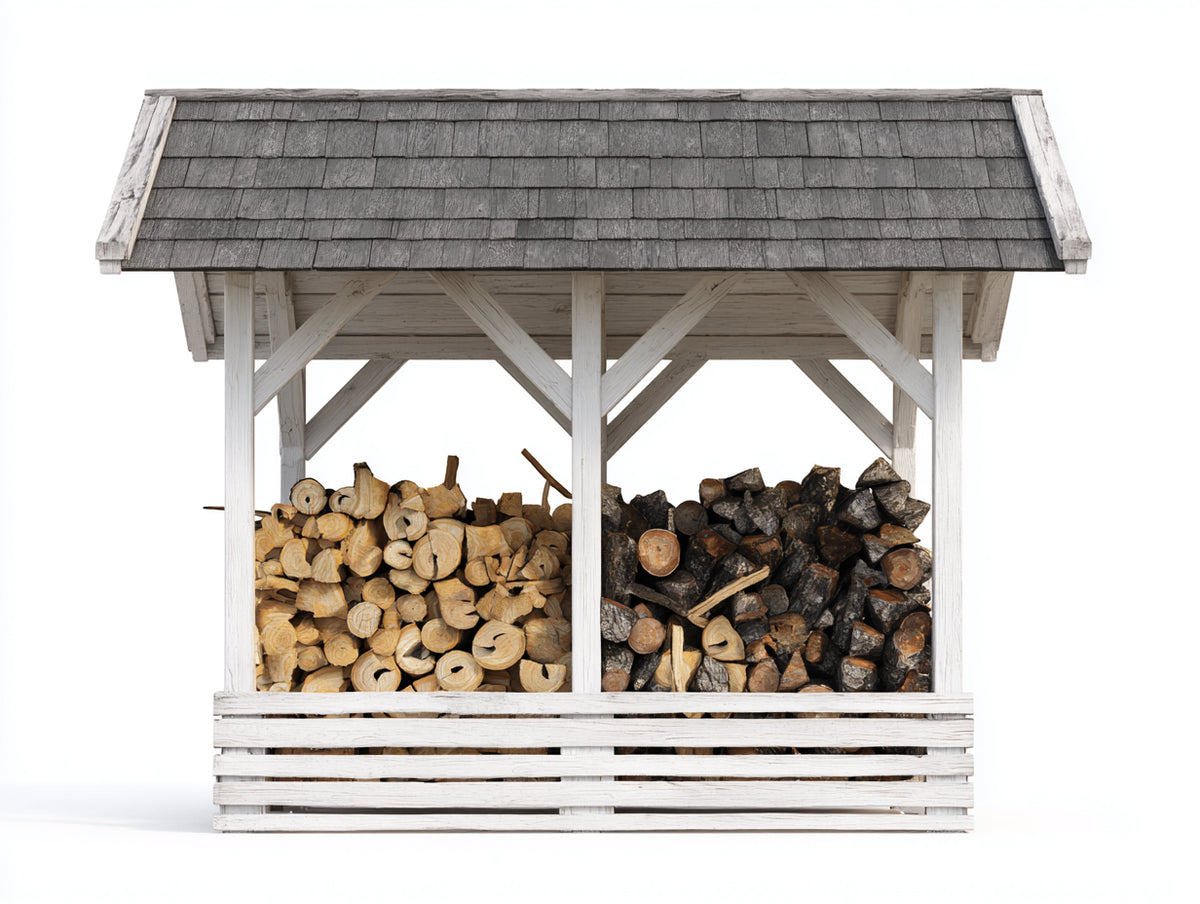 Portalegna - Legno - 240x85x190 cm - Bianco-Grigio - Stile rustico