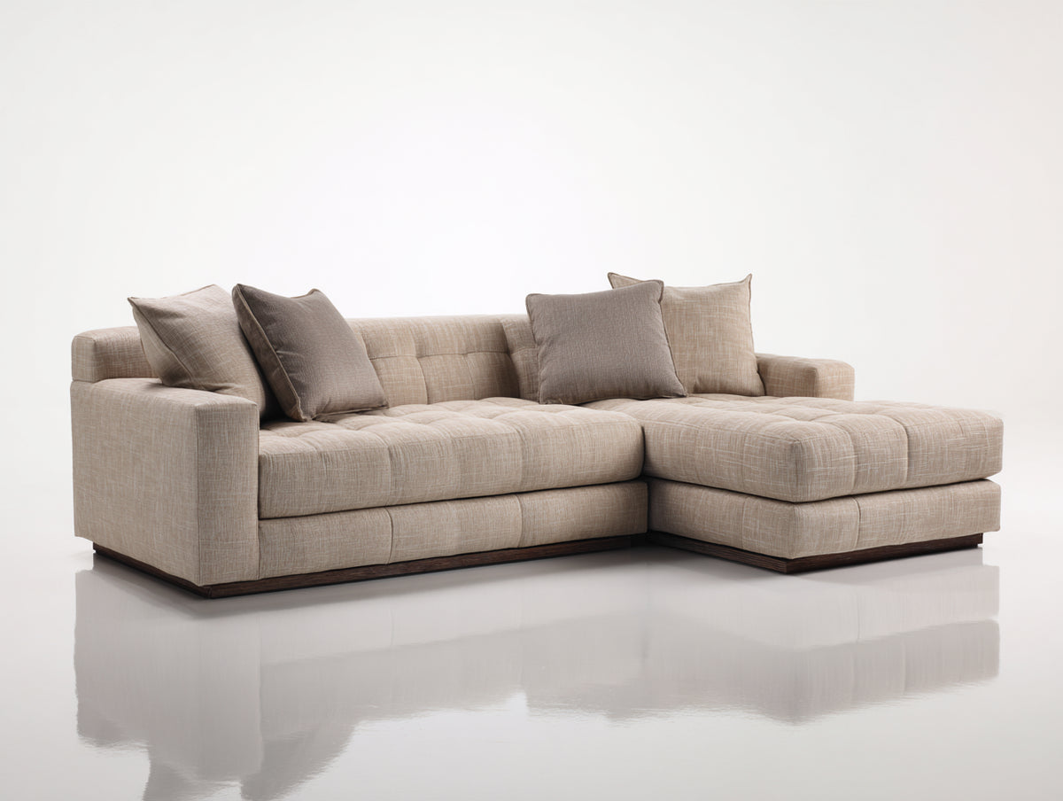 Divano angolare-Tessuto-285x180x82 cm-Beige chiaro-Stile moderno