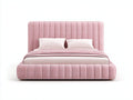 Letto matrimoniale - Velluto - 218x182x116 cm - Rosa cipria - Stile moderno