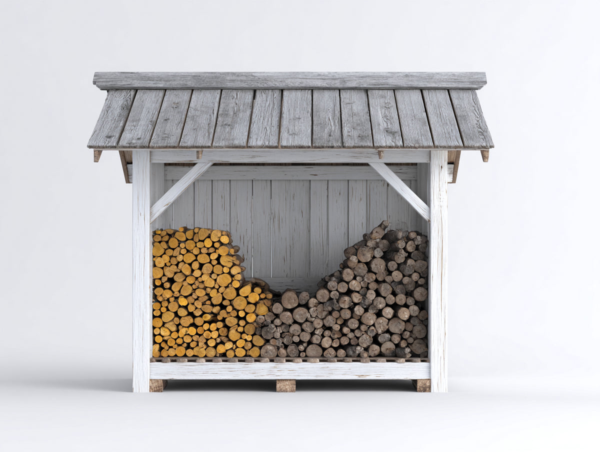 Portalegna - Legno - 165x72x175 cm - Bianco-Grigio - Stile country