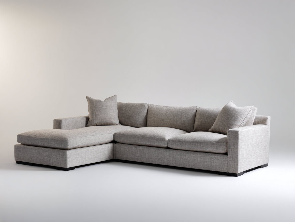Divano angolare - Tessuto - 285x185x82 cm - Grigio chiaro - Stile moderno
