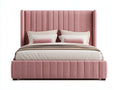 Letto matrimoniale - Velluto - 226x189x148 cm - Rosa malva - Stile sofisticato