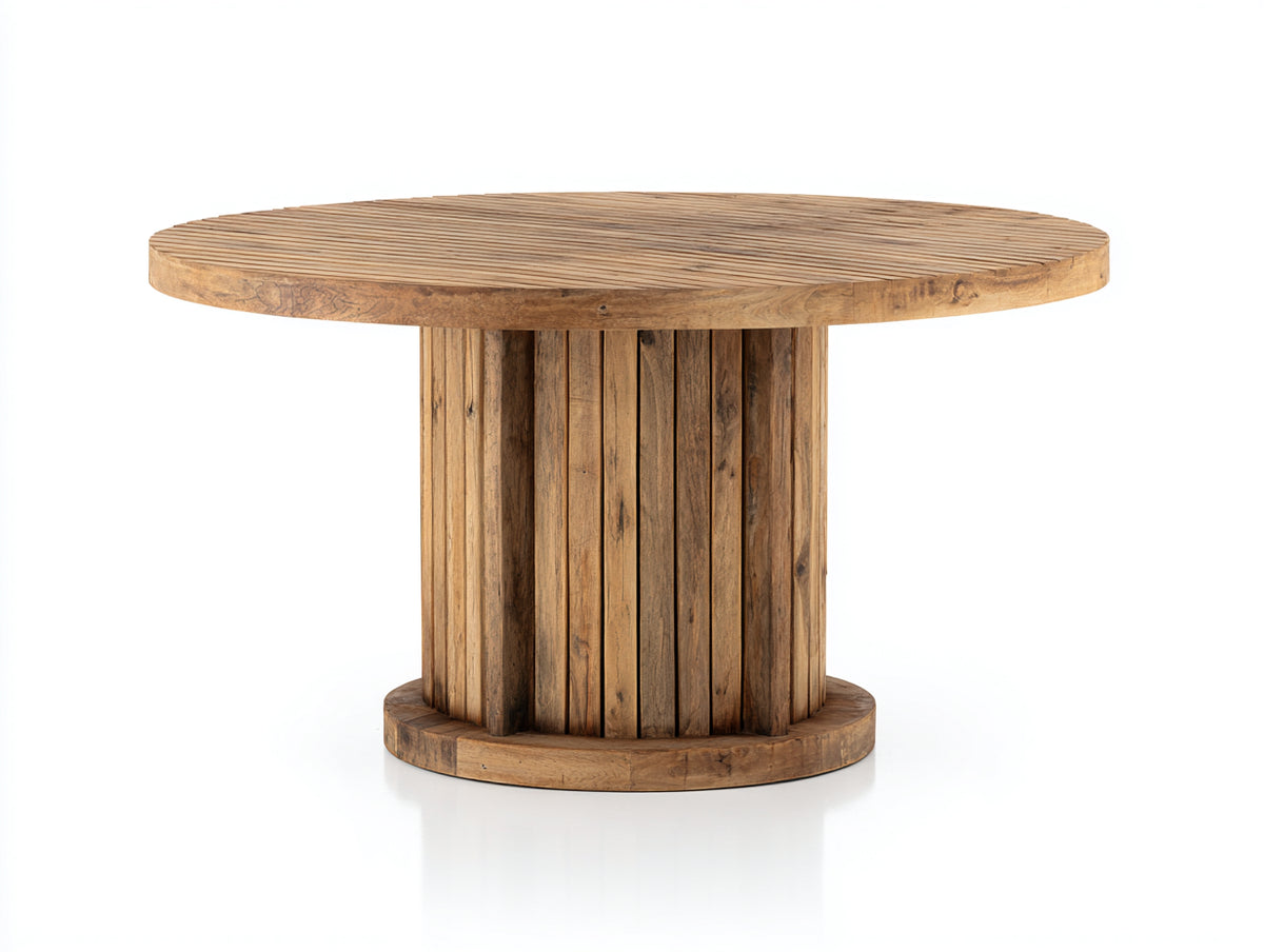 Tavolo da giardino - Legno - 115x115x75 cm - Marrone rustico - Stile rustico con piedistallo