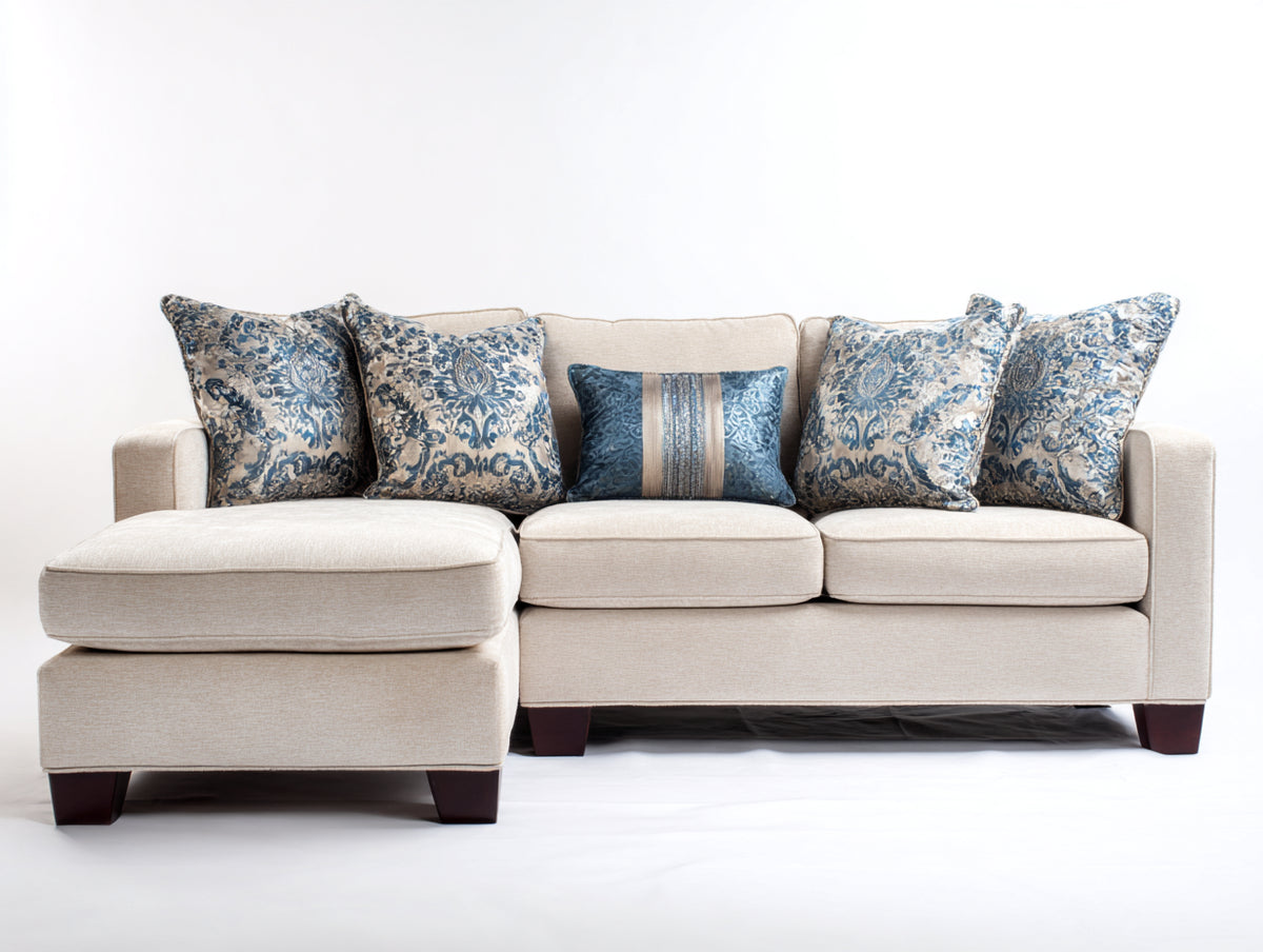 Divano angolare - Tessuto - 270x170x88 cm - Beige chiaro - Stile elegante