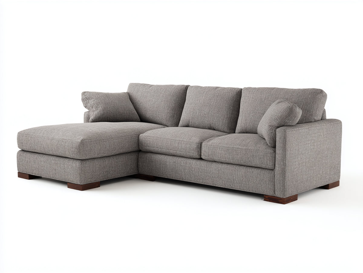 Divano angolare - Tessuto - 275x175x88 cm - Grigio chiaro - Stile contemporaneo