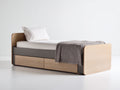 Letto singolo - Legno - 217x106x94 cm - Rovere naturale-Grigio scuro - Stile minimalista