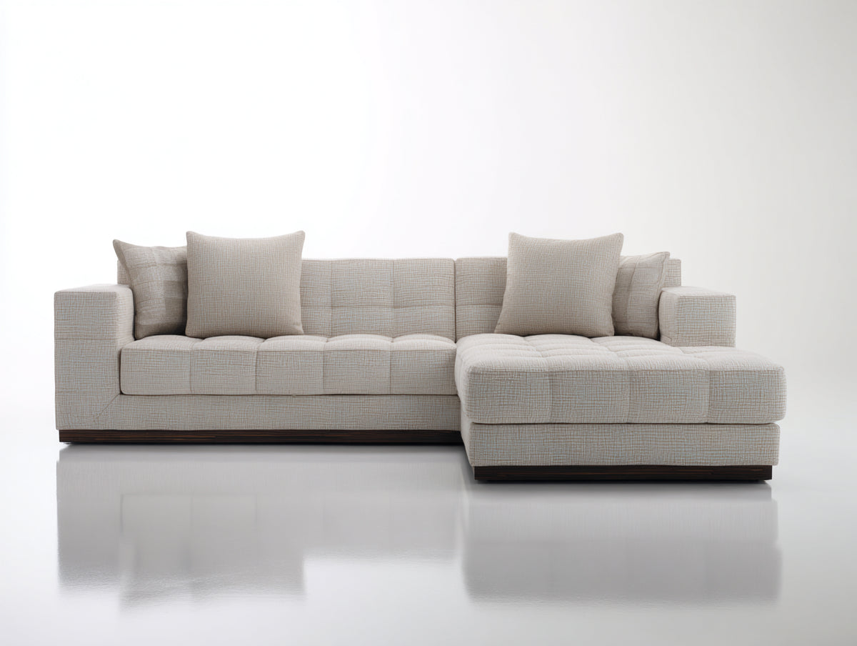 Divano angolare-Tessuto-292x168x79 cm-Beige chiaro-Stile minimalista
