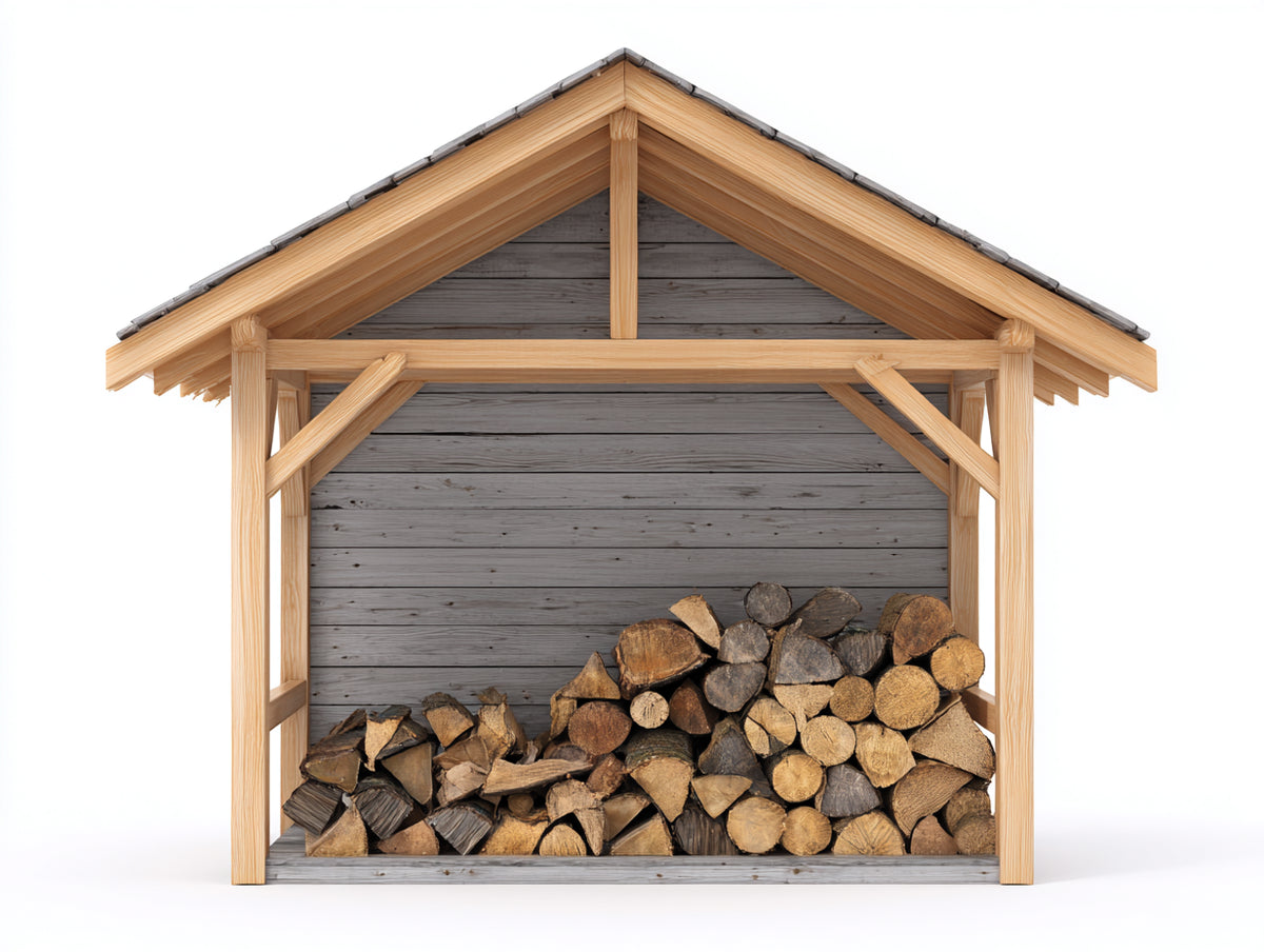 Portalegna - Legno - 214x88x206 cm - Naturale-Grigio - Stile alpino