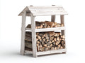 Portalegna - Legno - 110x62x155 cm - Bianco anticato - Stile cottage