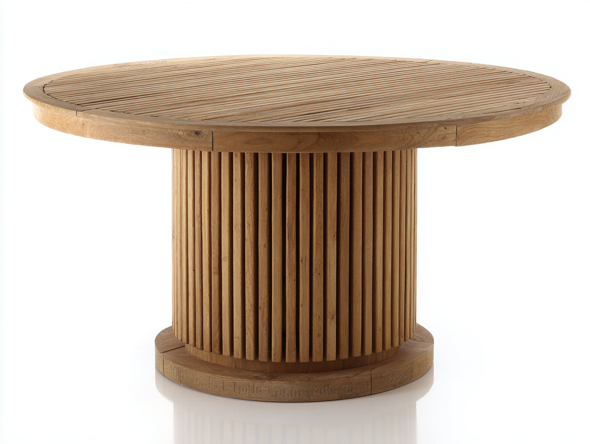 Tavolo da giardino - Legno - 145x145x76 cm - Marrone naturale - Stile monumentale scanalato