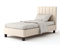 Letto singolo - Ecopelle - 214x104x121 cm - Beige crema - Stile contemporaneo