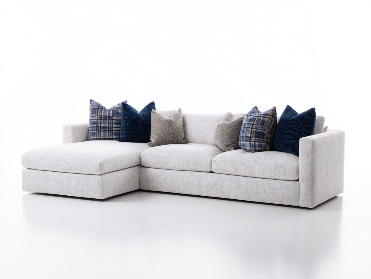 Divano angolare-Tessuto-286x170x84 cm-Grigio perla-Stile minimalista
