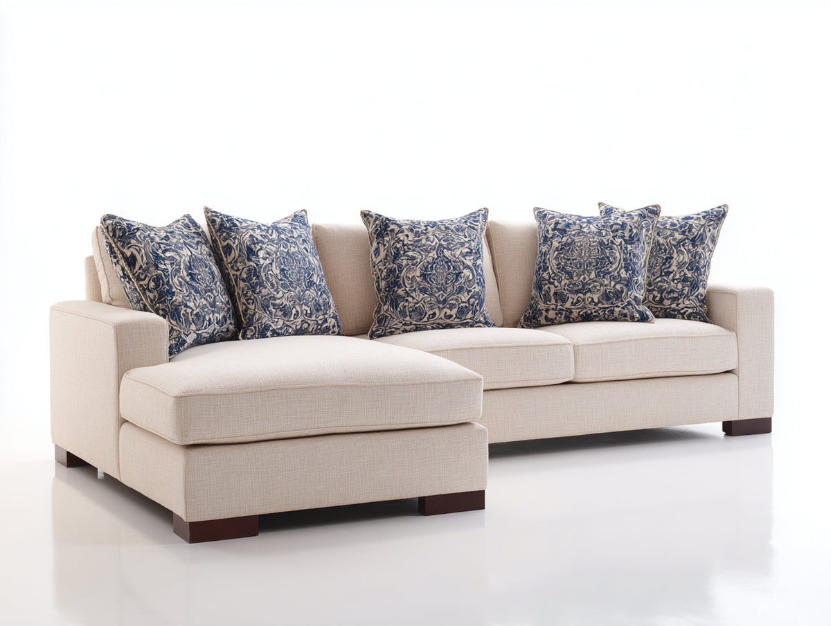 Divano angolare - Tessuto - 278x176x86 cm - Beige chiaro - Stile classico contemporaneo