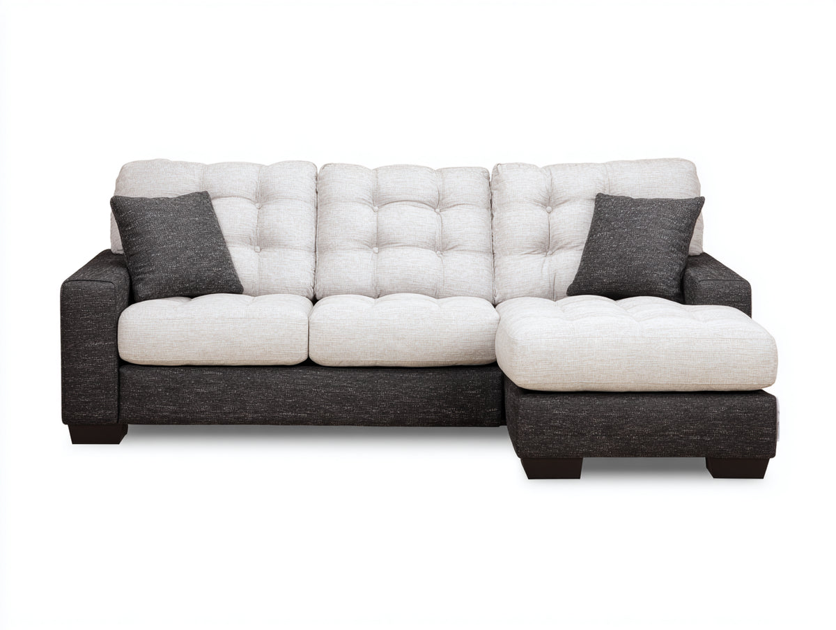 Divano angolare - Tessuto - 235 x 150 x 90 cm - Beige-Antracite - Moderno
