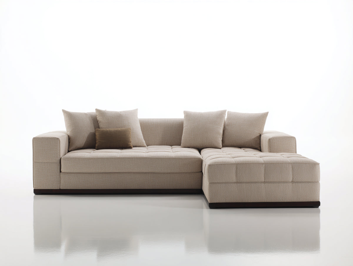 Divano angolare-Tessuto-305x175x80 cm-Beige chiaro-Stile contemporaneo