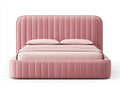 Letto matrimoniale - Velluto - 222x184x118 cm - Rosa cipria - Stile moderno