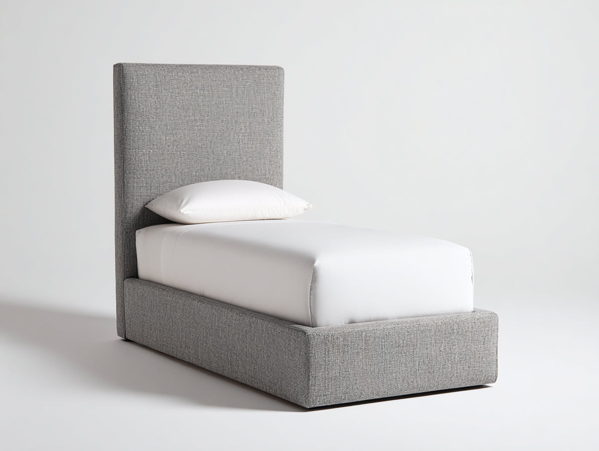 Letto singolo - Tessuto - 211x101x128 cm - Grigio chiaro - Stile minimalista