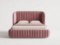 Letto matrimoniale - Velluto - 228x190x128 cm - Rosa antico - Stile elegante