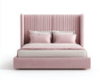 Letto matrimoniale - Velluto - 220x187x145 cm - Rosa pallido - Stile glamour